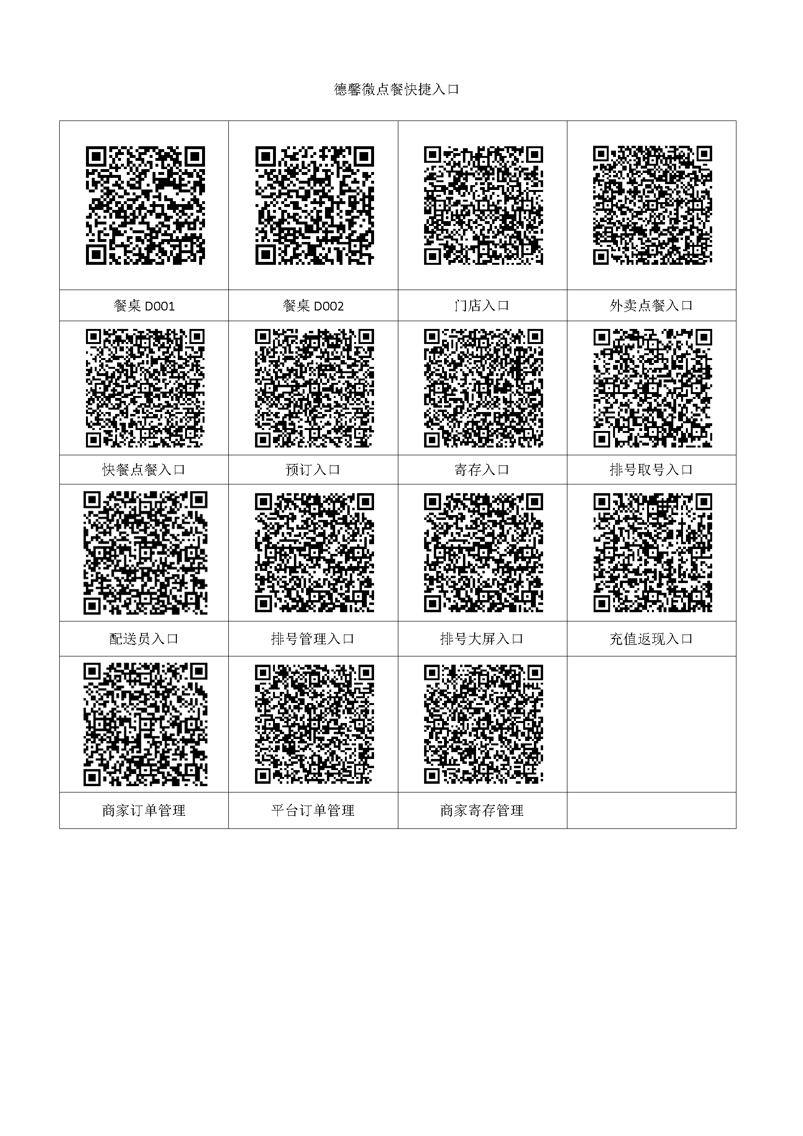 德馨微信点餐演示二维码入口及链接下载